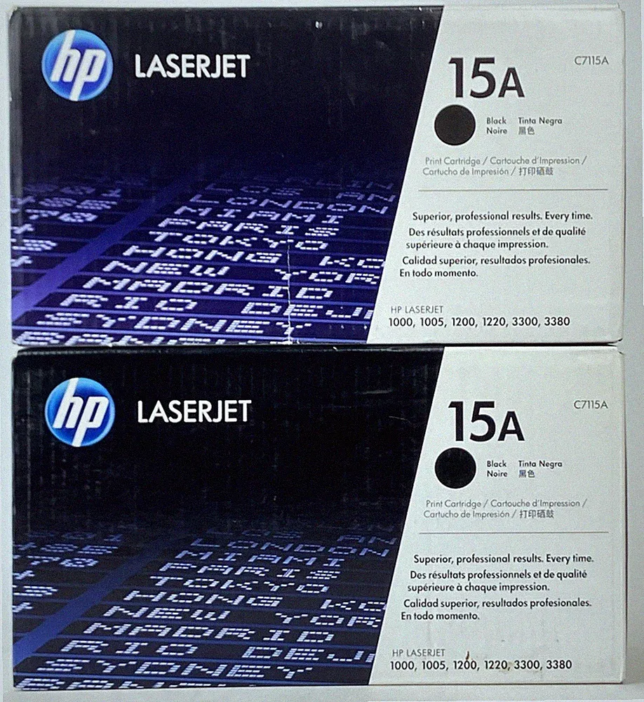2--HP LaserJet 15A C7115A Black Toner Cartridge Genuine OEM Printer Ink-SEALED