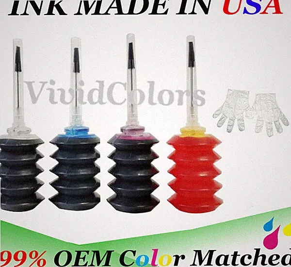 4-Color Bulk Ink Refill Kit for HP Inkjet Printer Cartridges