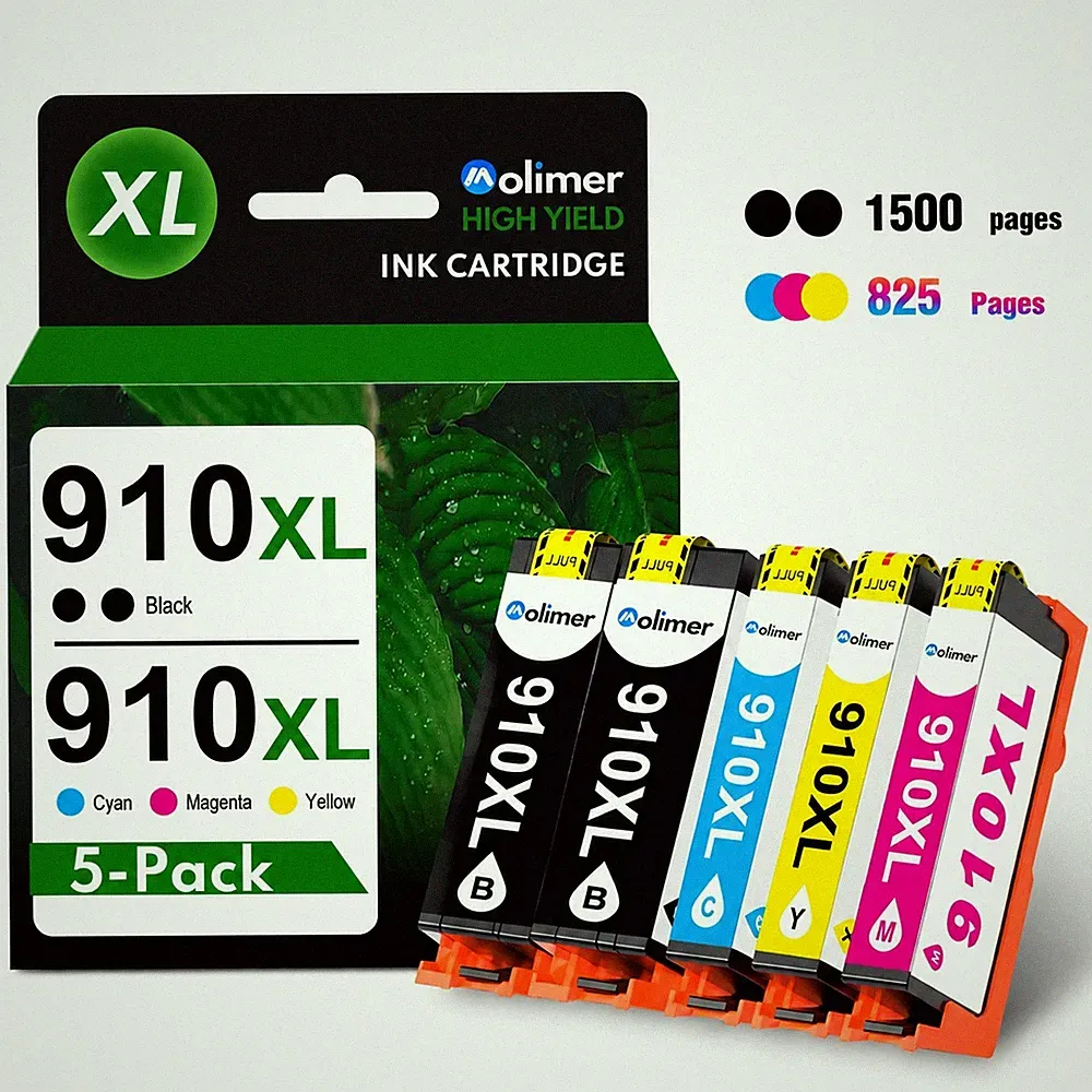 5PK 910XL Ink Cartridges W/Chip For HP OfficeJet 8022 8015e, Pro 8020 8025 8028