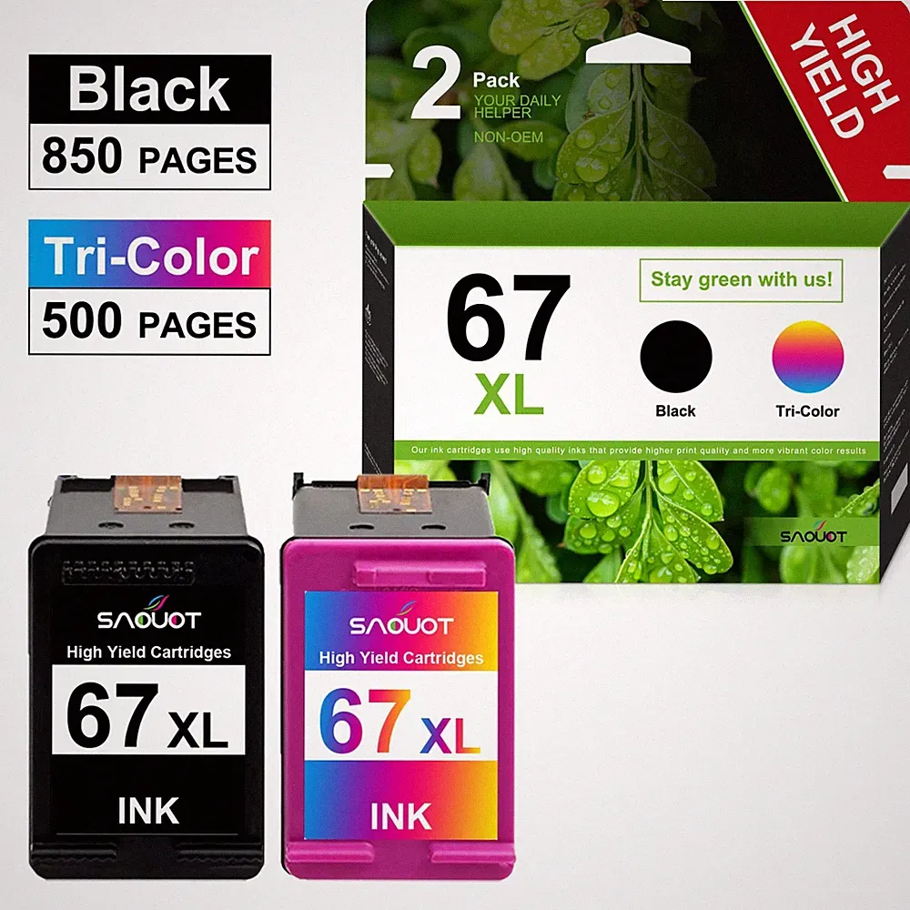 67XL Ink Cartridge 67 XL Replacement for HP Ink 67 Envy Pro 6400 DeskJet 3752