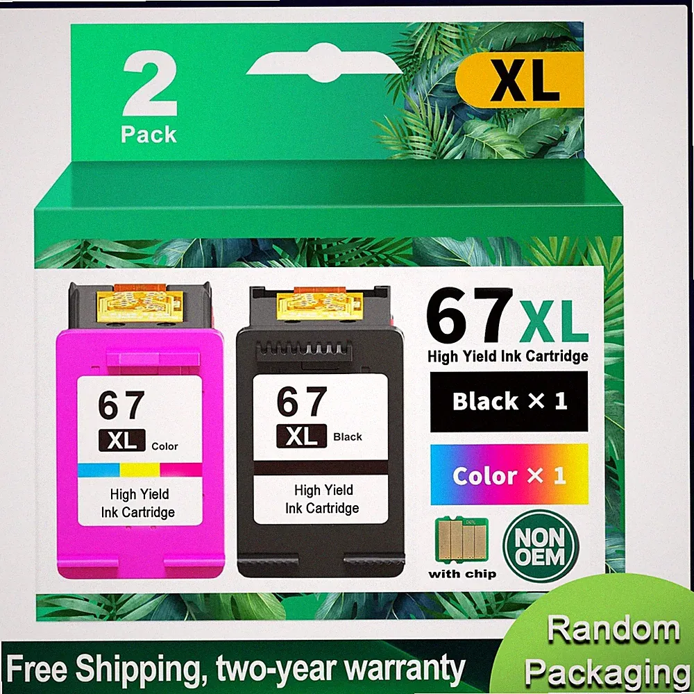 67XL Ink Cartridge for HP 67 Ink Deskjet 2700e 2800e 2755e 4155e Envy 6022 6455