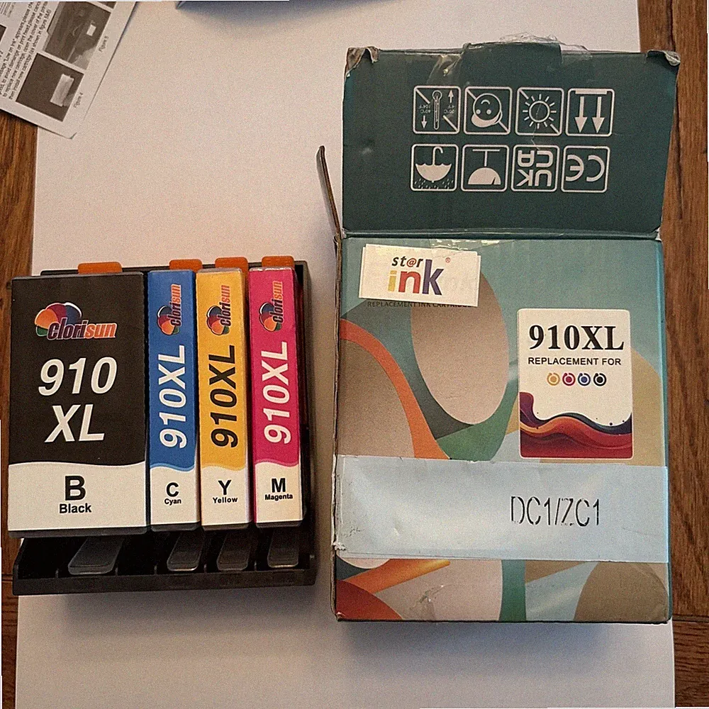 910XL Printer Ink Cartridge 4-Pack Black, Cyan, Magenta, Yellow HP Compatible