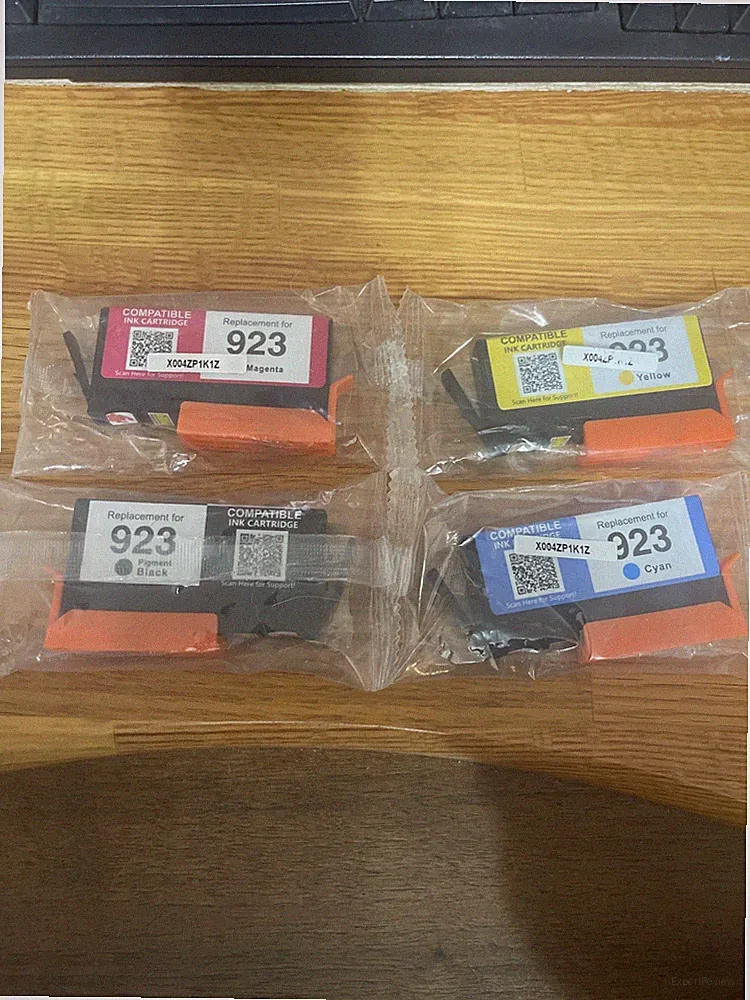 923 Ink Cartridges for HP Printers, Black Cyan Magenta Yellow, No Chips, No box