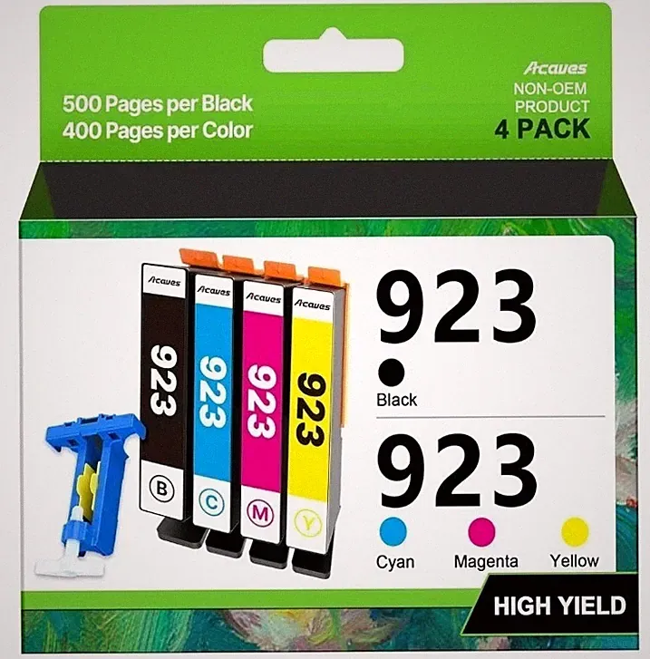 923 Ink Cartridges for HP Printers Compatible for HP - 4 Pack (Without Chip)