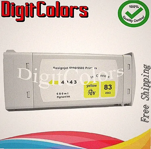 cartridge fits HP Designjet 5000 5500 HP 83 pigment INK yellow y C4943A non oem