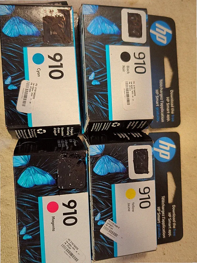 Genuine HP 910 Ink Cartridges Black, Cyan, Yel Red HP8010 8028 Printer 4 Pack