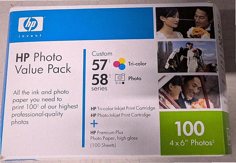 HP Photo Value Pack 57 Color Ink & 58 series 4x6 100 Sheets Expired 2008