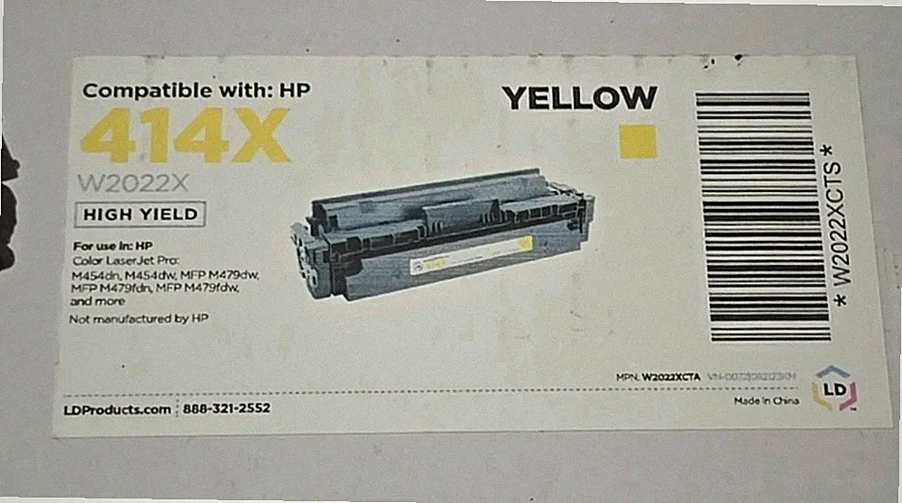 LD HP 414X W2022X Yellow High Yield Toner Printer Ink Toner Replacement