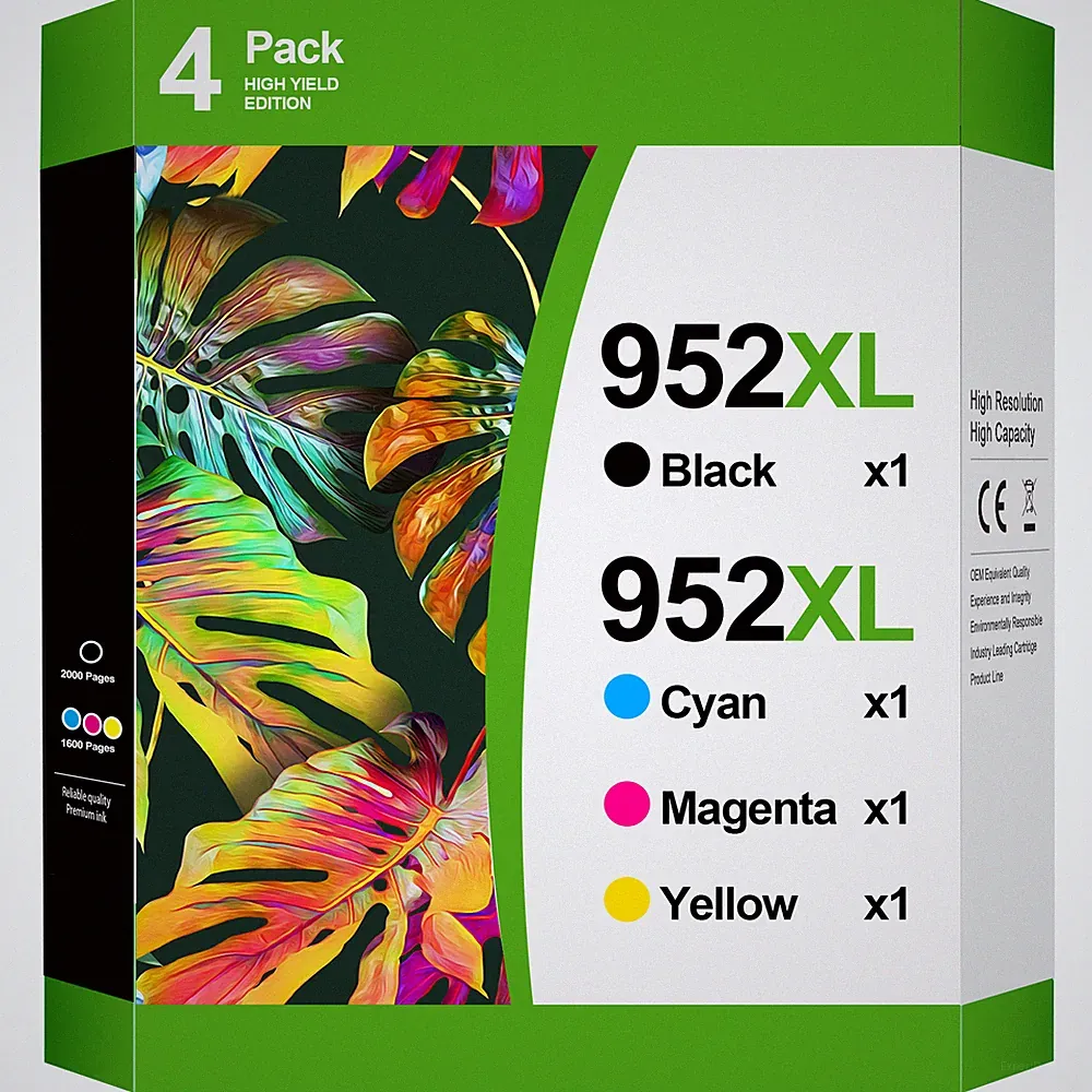 Printer Ink 952 XL 952XL Ink Combo Pack for HP OfficeJet Pro 8710 8715 8720 -4PK